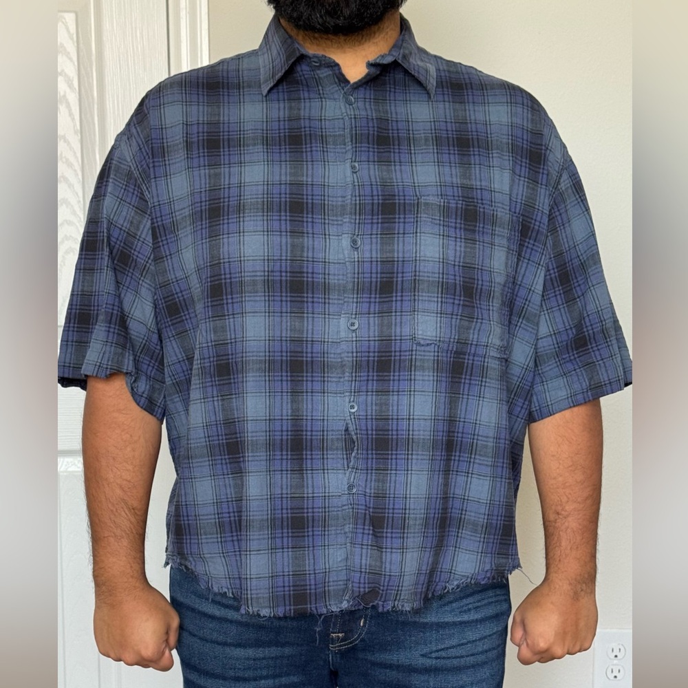 Zara Men's Casual Blue Checkered Shirt